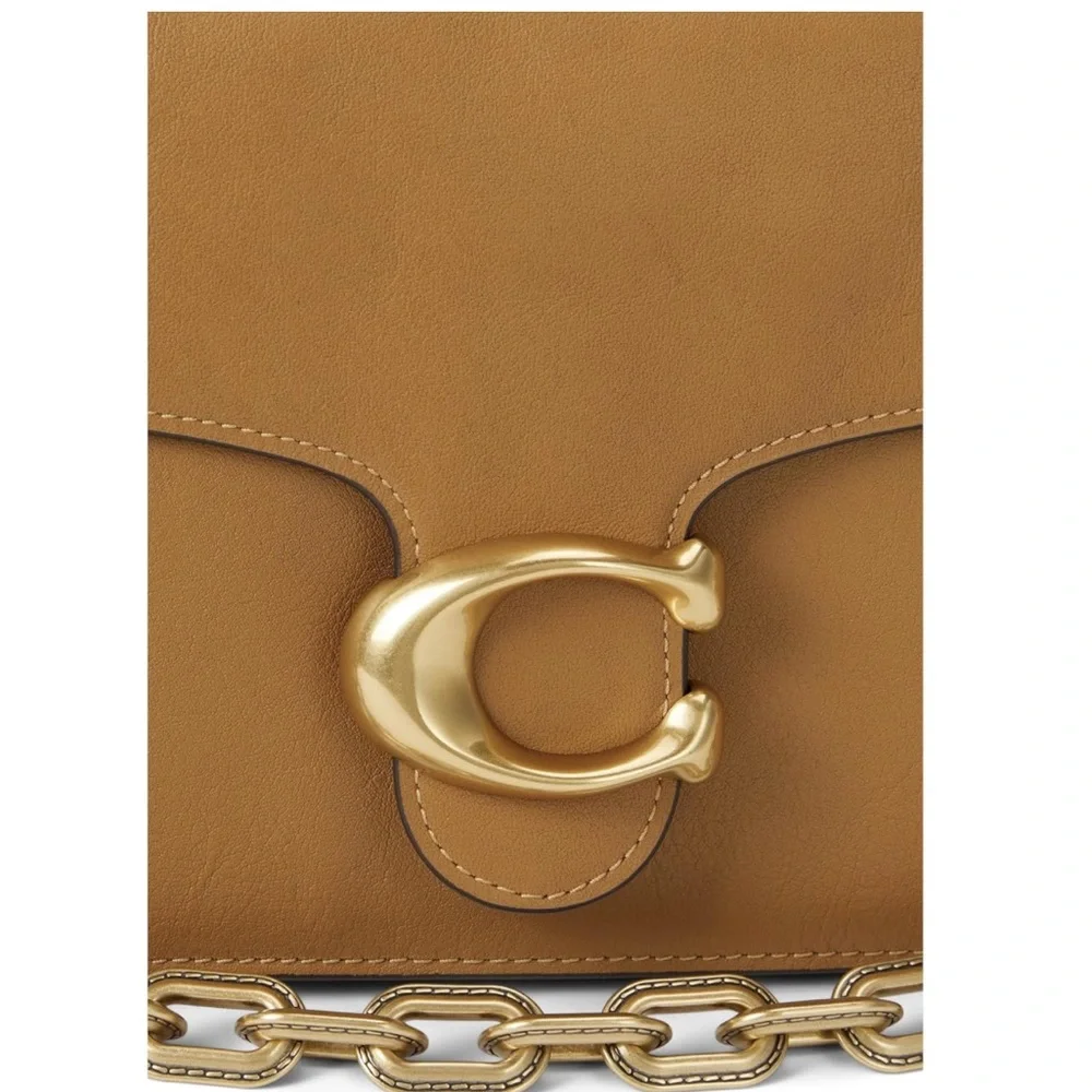 Coach Tabby Shoulder Bag With Chain / Tan Leather Gold Hardware Crossbody - New